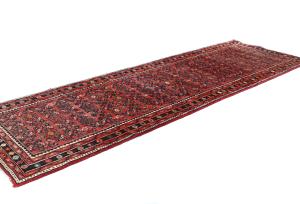 Vintage Red Tribal 3X10 Hossainabad Persian Runner Rug