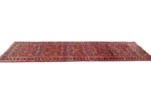Vintage Red Tribal 3X10 Hossainabad Persian Runner Rug