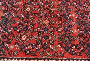 Vintage Red Tribal 3X10 Hossainabad Persian Runner Rug