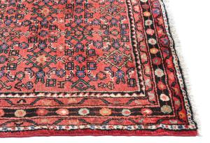 Vintage Red Tribal 3X10 Hossainabad Persian Runner Rug