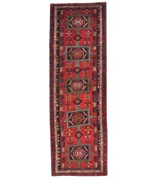 Vintage Red Tribal 4X10 Heriz Persian Runner Rug