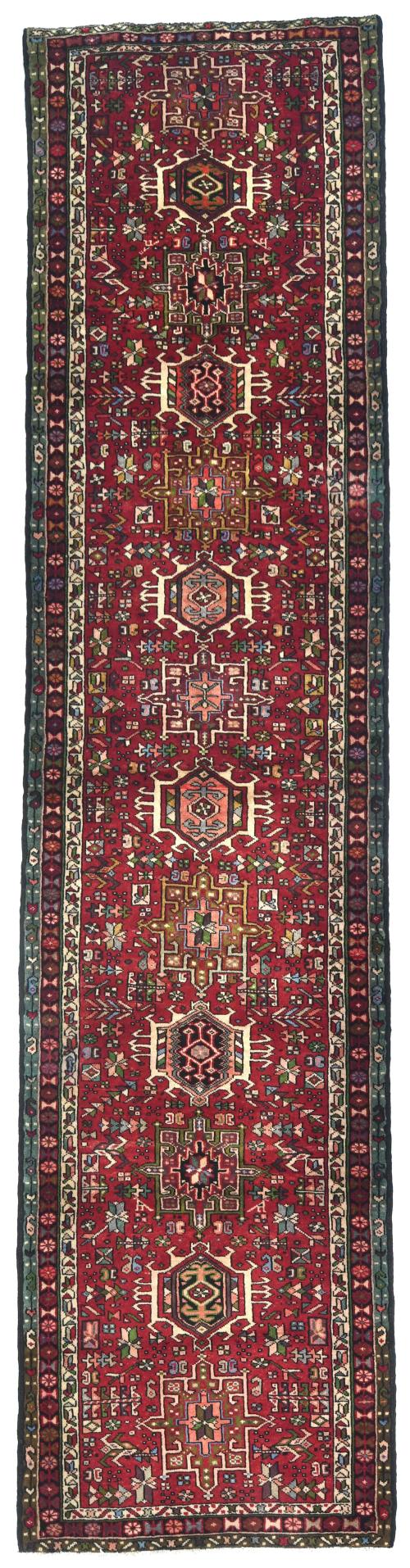 Vintage Red Tribal 3X13 Karajeh Persian Runner Rug