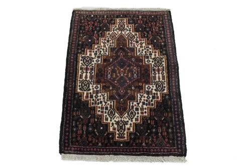 Vintage Cream Geometric Tribal 2X3 Bidjar Persian Rug