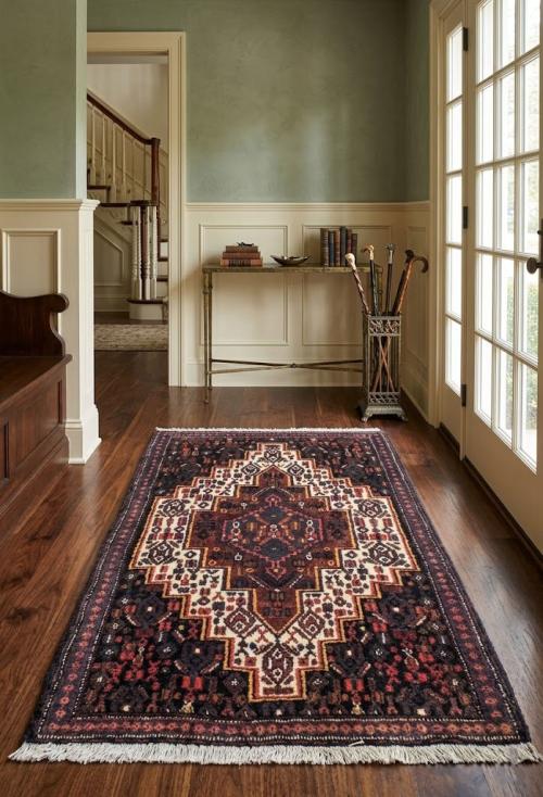 Vintage Cream Geometric Tribal 2X3 Bidjar Persian Rug