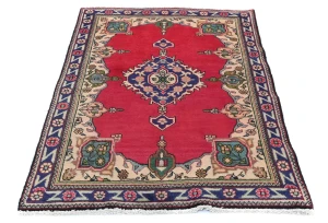 Vintage Red Traditional Floral 3X5 Tabriz Persian Rug