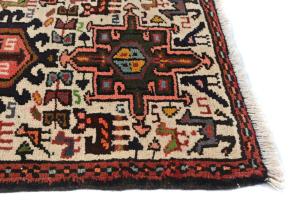 Vintage Cream Tribal 2X3 Karajeh Persian Rug