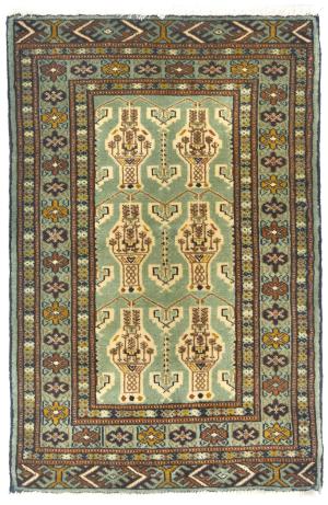 Vintage Light Green Tribal 2X3 Turkoman Persian Oriental Rug