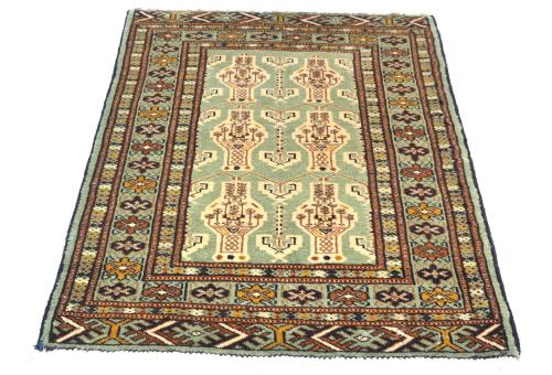 Vintage Light Green Tribal 2X3 Turkoman Persian Oriental Rug