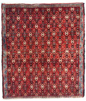 Vintage Red Allover Tribal 3x3 Hamedan Persian Square Rug