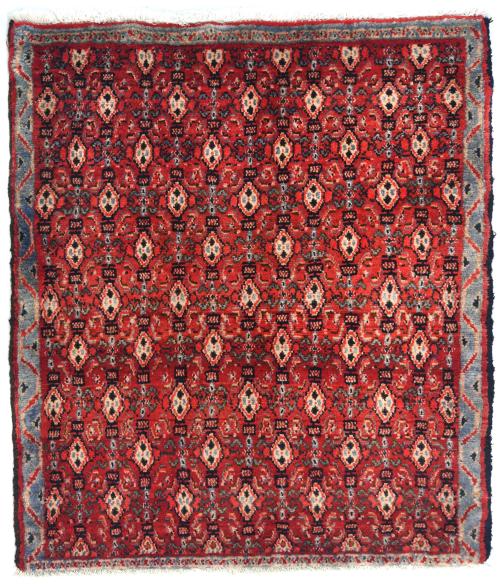 Vintage Red Allover Tribal 3x3 Hamedan Persian Square Rug