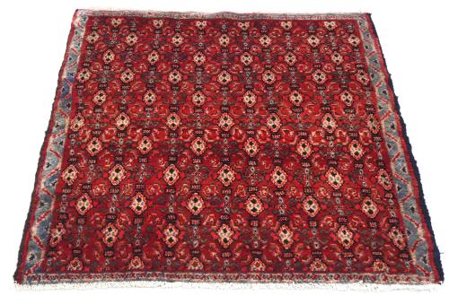 Vintage Red Allover Tribal 3X3 Hamedan Persian Square Rug