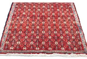 Vintage Red Allover Tribal 3x3 Hamedan Persian Square Rug