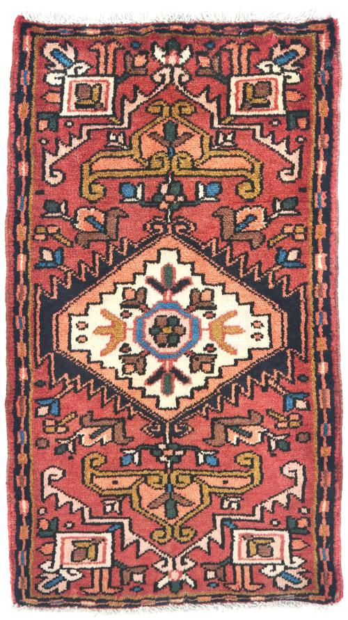 Vintage Red Tribal 2X3 Karajeh Persian Rug