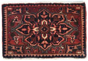 Vintage Red Tribal 1'2x1'11  Heriz Persian Oriental Rug