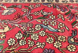 Vintage Red Pictorial 2X3 Hamedan Persian Rug