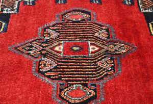 Vintage Red Geometric 2'6X3'5  Hamedan Persian Rug