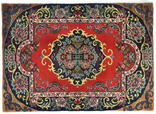 Vintage Red Floral 2x3 Ghom Kashan Persian Rug