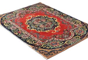 Vintage Red Floral 2x3 Ghom Kashan Persian Rug