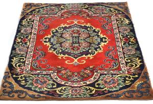 Vintage Red Floral 2x3 Ghom Kashan Persian Rug