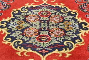 Vintage Red Floral 2x3 Ghom Kashan Persian Rug