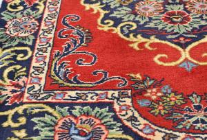 Vintage Red Floral 2x3 Ghom Kashan Persian Rug