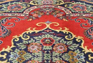 Vintage Red Floral 2x3 Ghom Kashan Persian Rug
