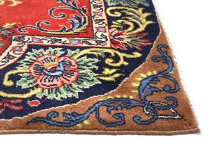 Vintage Red Floral 2x3 Ghom Kashan Persian Rug