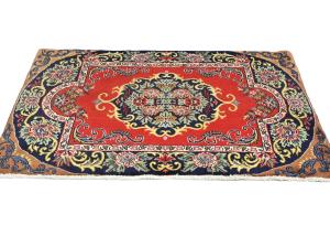 Vintage Red Floral 2x3 Ghom Kashan Persian Rug