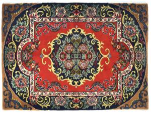 Vintage Red Floral 2X3 Ghom Kashan Persian Rug