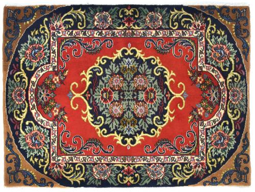 Vintage Red Floral 2X3 Ghom Kashan Persian Rug