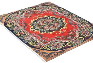 Vintage Red Floral 2X3 Ghom Kashan Persian Rug