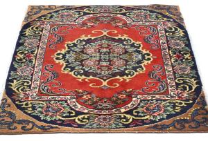 Vintage Red Floral 2X3 Ghom Kashan Persian Rug