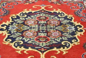 Vintage Red Floral 2X3 Ghom Kashan Persian Rug