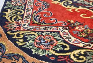 Vintage Red Floral 2X3 Ghom Kashan Persian Rug