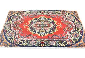 Vintage Red Floral 2X3 Ghom Kashan Persian Rug