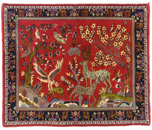 Red Vintage 2'9x3'2 Kashan Persian Oriental Rug