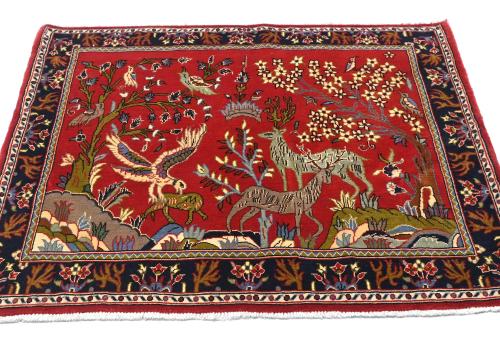 Red Vintage 2'9x3'2 Kashan Persian Oriental Rug