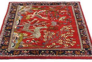 Red Vintage 2'9x3'2 Kashan Persian Oriental Rug