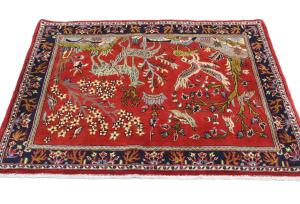 Red Vintage 2'9x3'2 Kashan Persian Oriental Rug
