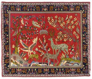 Vintage Red Traditional Floral 2'8X3'1 Kashan Persian Rug