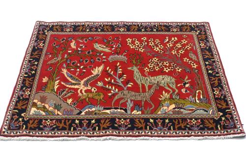 Vintage Red Traditional Floral 2'8X3'1 Kashan Persian Rug