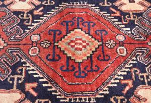 Vintage Cream Geometric 2'7X4'6 Hamedan Persian Rug