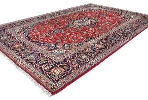 Vintage Red Floral Traditional 6'6X10'3 Kashan Persian Rug