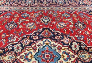 Vintage Red Floral Traditional 6'6X10'3 Kashan Persian Rug