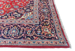 Vintage Red Floral Traditional 6'6X10'3 Kashan Persian Rug