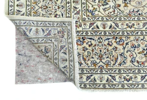 Vintage Cream Floral Traditional 8x11 Kashan Persian Rug