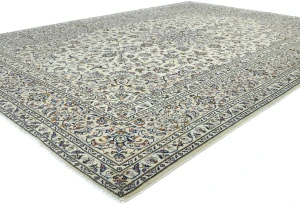 Vintage Cream Floral Traditional 8x11 Kashan Persian Rug