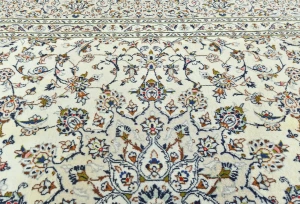 Vintage Cream Floral Traditional 8x11 Kashan Persian Rug