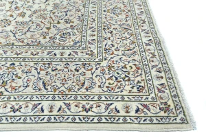 Vintage Cream Floral Traditional 8x11 Kashan Persian Rug