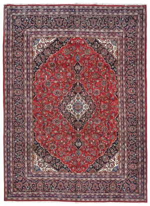 Vintage Red Floral Traditional 8'3X10'11 Kashan Persian Rug